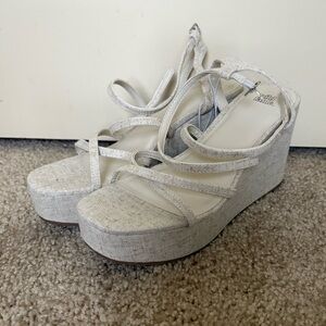NWT Wild Fable Off-White High Heel Strapped Wedges